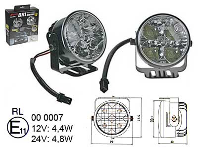 LED-PÄIVÄVALOSARJA 12/24V 70MM 4XTEHOLED