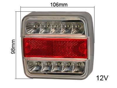 TAKAVALO LED 12V 107X107X40  0,15M JOHDOLLA