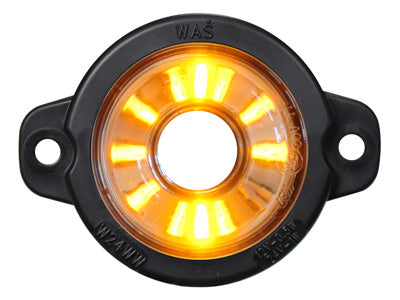 LED-ÄÄRIVALO KELT. PYÖREÄ 12/24V HALK. 60,5MM REIKÄMALLI