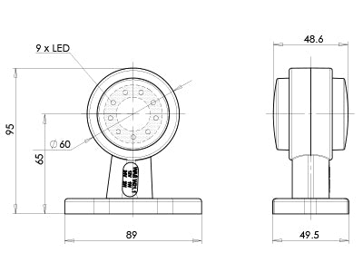LED-ÄÄRIVALO SOP. VAS.+OIK. 12/24 V