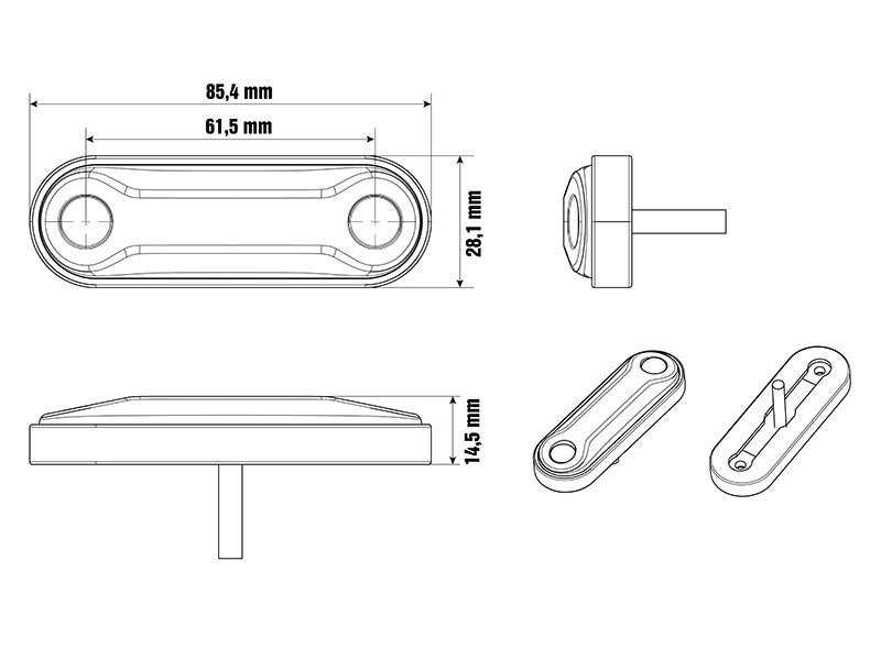 OPTIBEAM DARK PHANTOM ÄÄRIVALO  PUN. 85,4X28,1MM 0,5M ADR