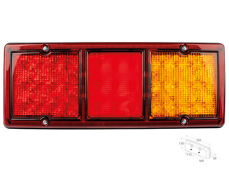 LED TAKAVALO 9-36V 3-KAMM. 326X130X68MM