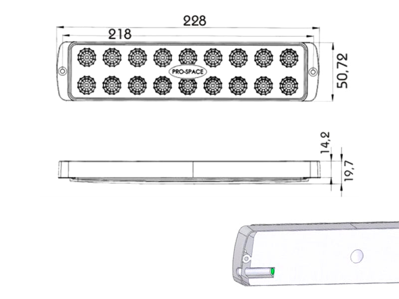 LED SISÄVALO ADR 12/24V PRO-SPACE  630 LUMEN