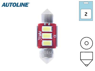 LED-POLTTIMOPARI 12V SV8,5  2,4W 31MM CANBUS 12860 #