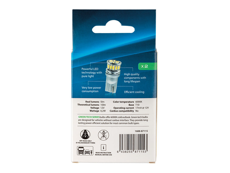 LED-POLTTIMOPARI T10 6000K AUTOLINE GREEN TECH