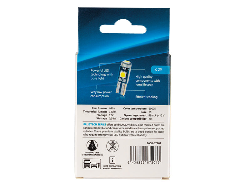 LED-POLTTIMOPARI T5 6000K CAN AUTOLINE BLUE TECH