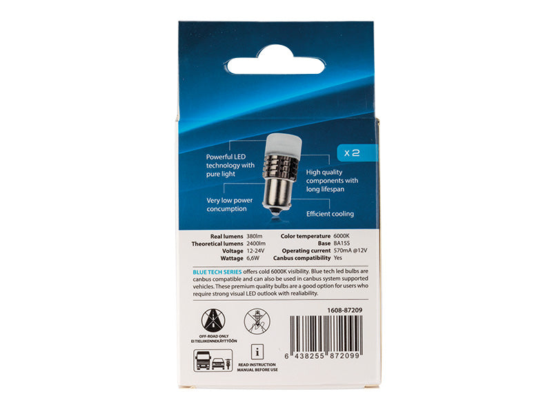 LED-POLTTIMOPARI BA15S 6000K POWER CAN AUTOLINE BLUE TECH