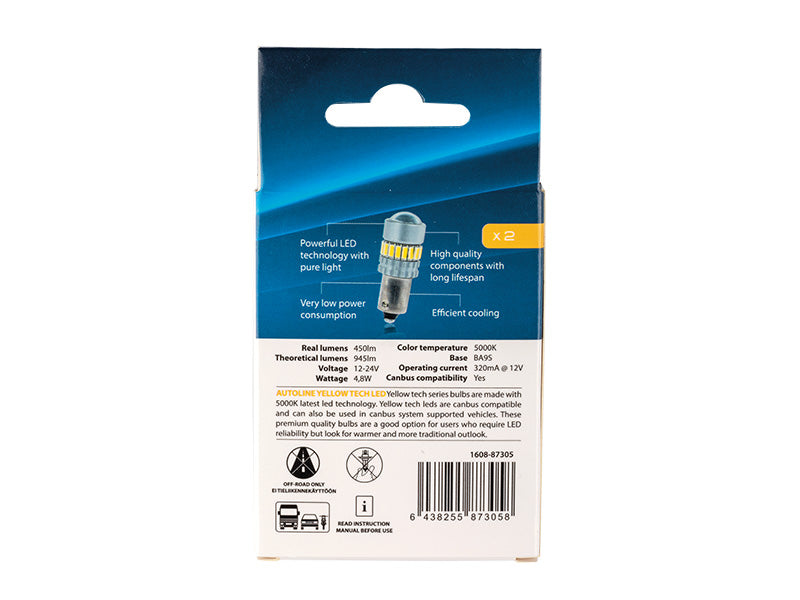 LED-POLTTIMOPARI BA9S 5000K CAN AUTOLINE YELLOW TECH