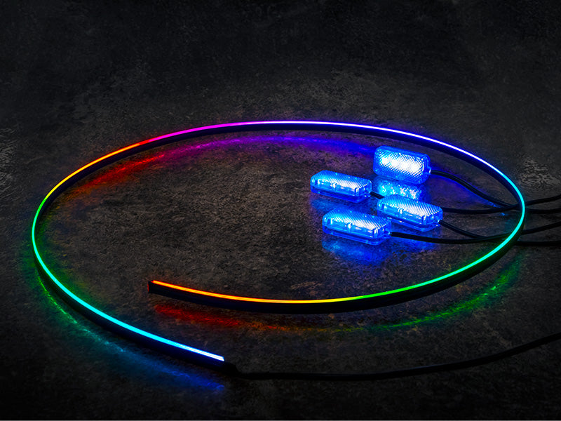 LED RGB SISÄVALOSARJA USB 4XJALKATILAVALO+110CM VALONAUHA