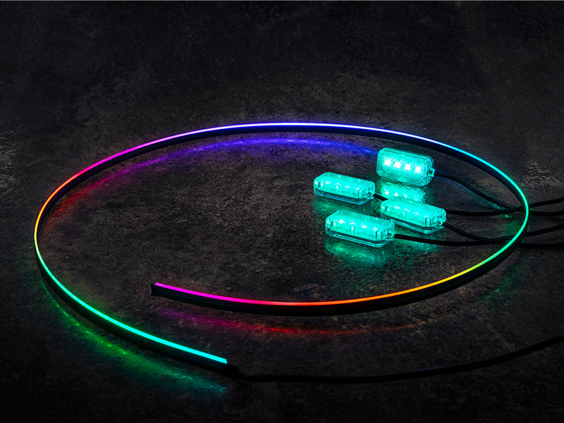 LED RGB SISÄVALOSARJA USB 4XJALKATILAVALO+110CM VALONAUHA
