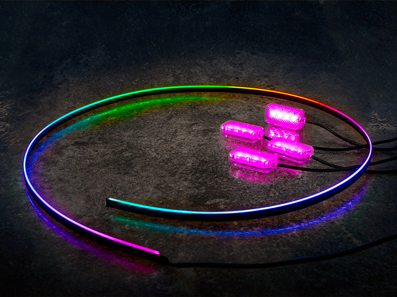 LED RGB SISÄVALOSARJA USB 4XJALKATILAVALO+110CM VALONAUHA