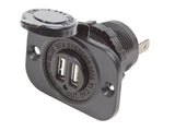 USB-RASIA MUSTA 12/24V 2-PORTTIA 2,1A/5V
