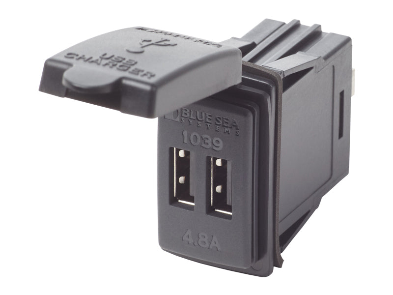 USB-RASIA MUSTA 12/24V 2-PORTTIA 4,8A/5V