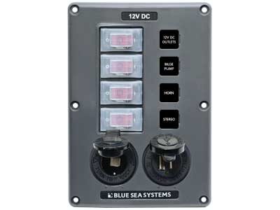 KATKAISINPANEELI 4, HARMAA, 12V TUP.SYT.RASIA, 2 USB LATAUS