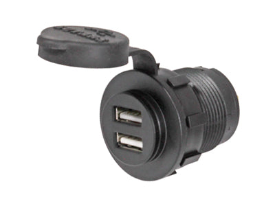 USB-RASIA HD 12/24V 5,0A/5V 2-PORTTIA MUSTA *