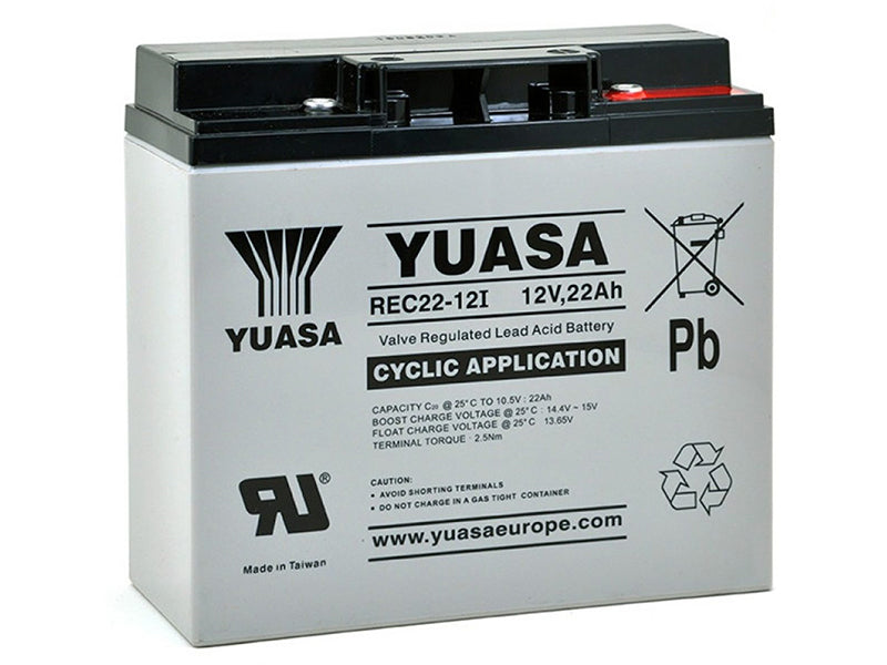 YUASA 12V CYCLIC AGM VRLA 22 AH 181X76,2X167 -/+