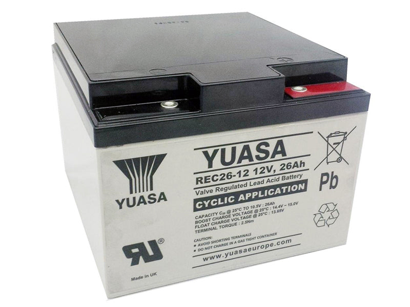 YUASA 12V CYCLIC AGM VRLA 26 AH 166X175X125 -/+