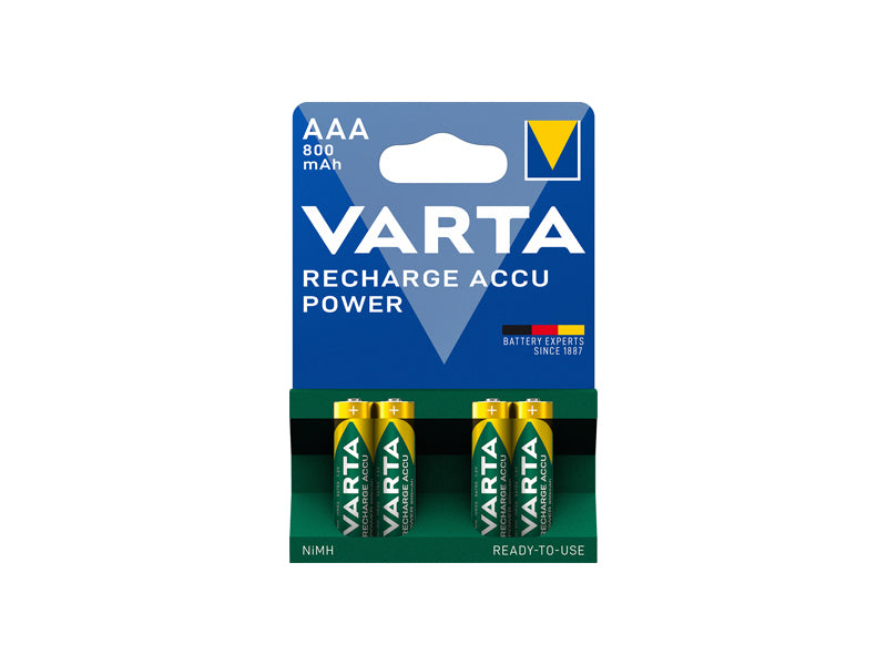VARTA, RECHARGEABLE, ACCU R2U AAA 800MAH 4 KPL