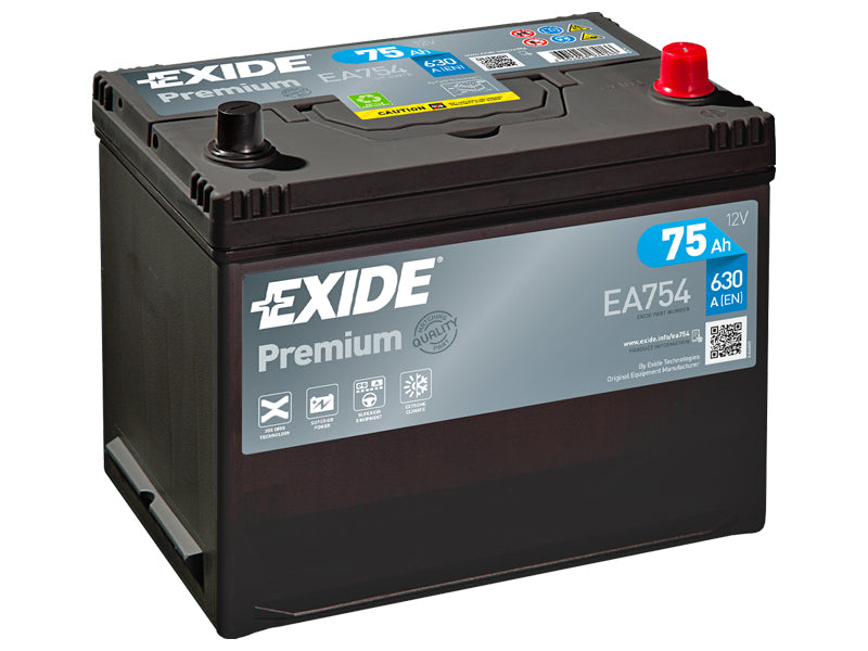 EA754 EXIDE PREMIUM 75AH 270X173X222 -/+ 630A