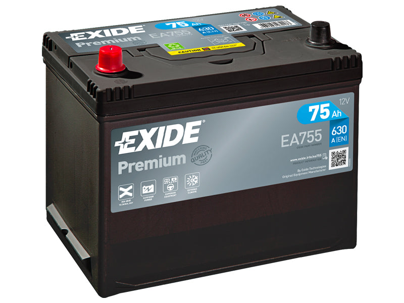 EA755 EXIDE PREMIUM 75AH 270X173X222 +/- 630A