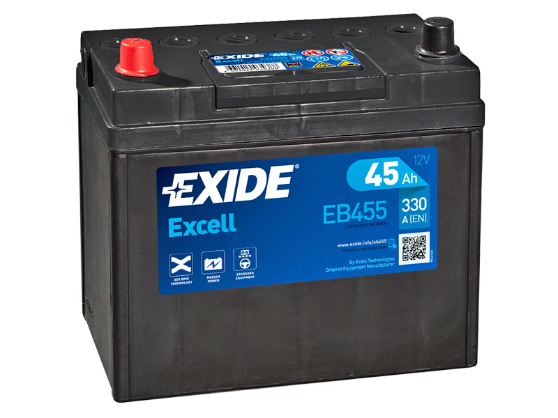 EB455 EXIDE EXCELL 45AH 237X127X227 +/- 330A