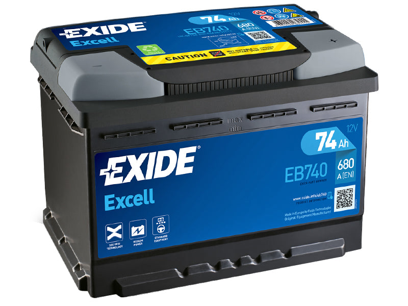 EB740 EXIDE EXCELL 74AH 278X175X190 -/+ 680A
