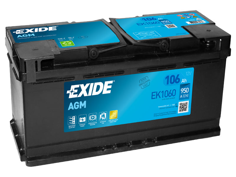 EXIDE AGM 106AH 392X175X190 -/+ 950A