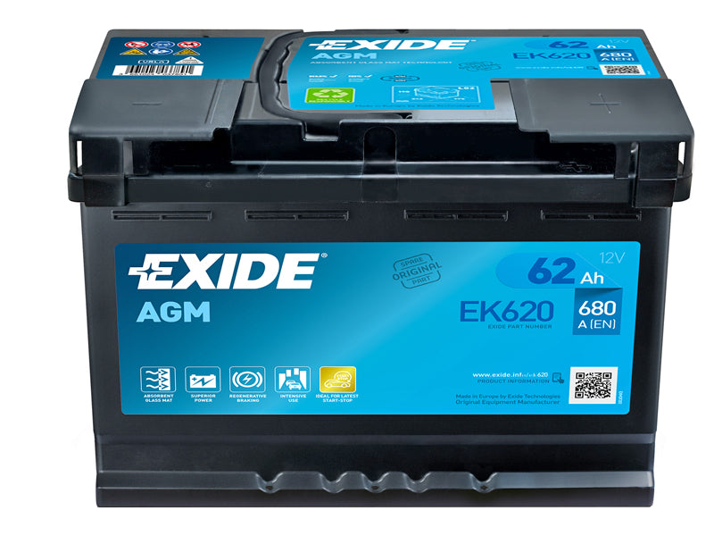 EXIDE AGM 62AH 242X175X190 -/+ 680A