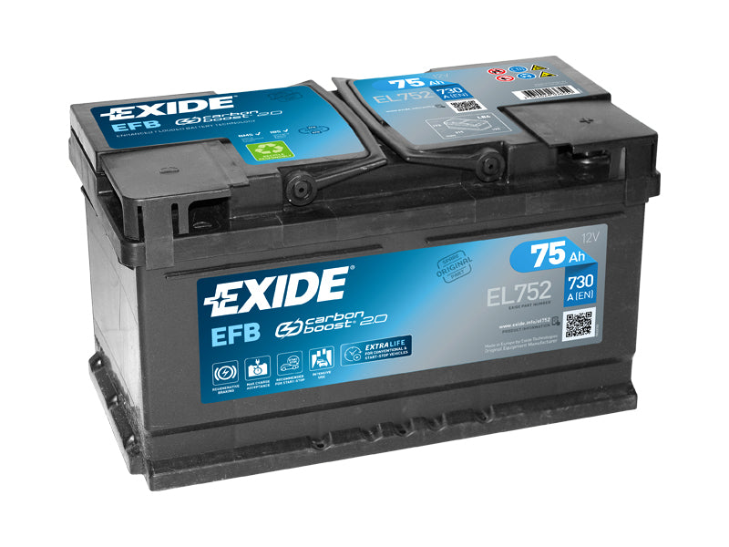 EL752 EXIDE EFB 75AH 315X175X175 -/+ 730A