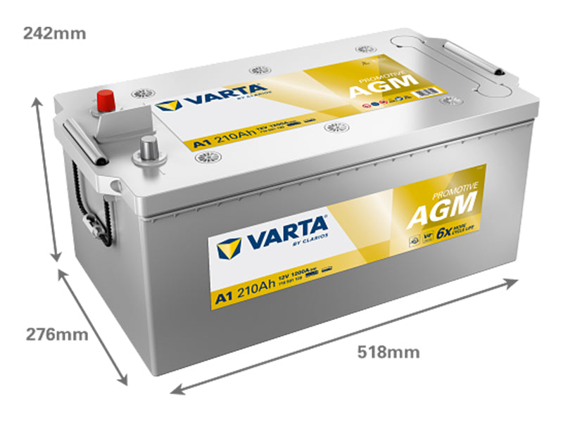 VARTA PROMOTIVE AGM 210AH 1200A 518X276X242MM -/+