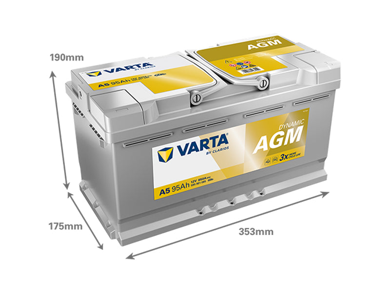 VARTA DYNAMIC AGM 95AH 850A 353X175X190MM -/+