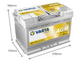 VARTA DYNAMIC AGM 70AH 760A 278X175X190MM -/+