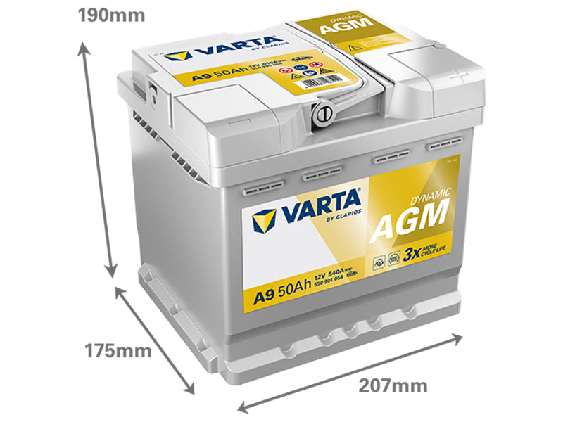 VARTA DYNAMIC AGM 50AH 540A 207X175X190MM -/+