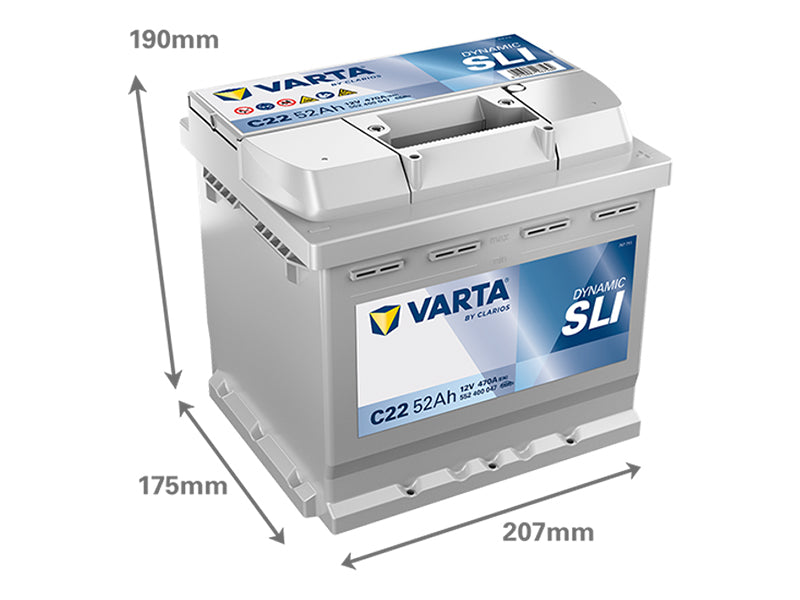 VARTA DYNAMIC SLI 52AH 470A 207X175X190MM -/+