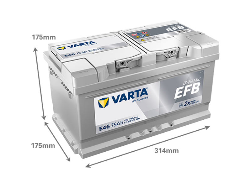 VARTA DYNAMIC EFB 75AH 730A 315X175X175MM -/+