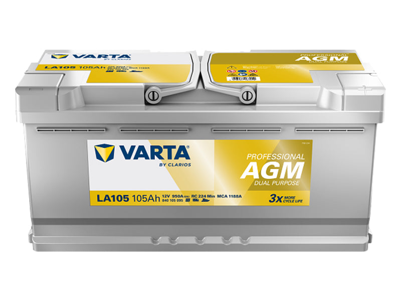 VARTA PROFESSIONAL AGM 105AH 950A 394X175X190MM -/+