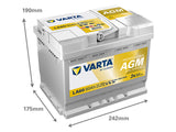VARTA PROFESSIONAL AGM 60AH 680A 242X175X190MM -/+