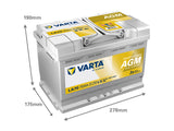 VARTA PROFESSIONAL AGM 70AH 760A 278X175X190MM -/+
