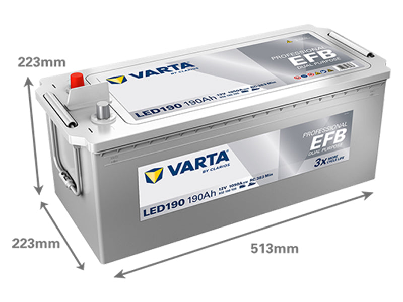 VARTA PROFESSIONAL EFB 190AH 1050A 513X223X223MM +/-