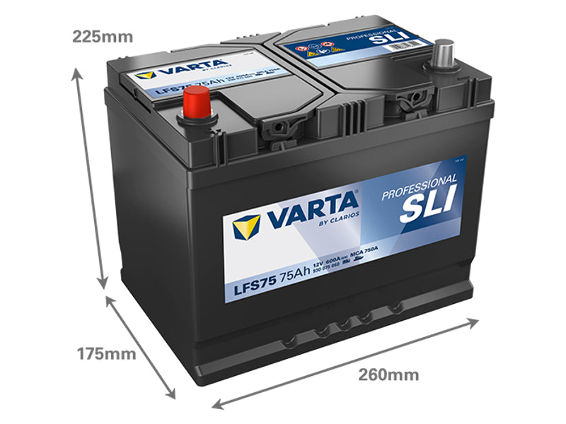 VARTA PROFESSIONAL STARTER 75AH 600A 272X175X225MM +/-