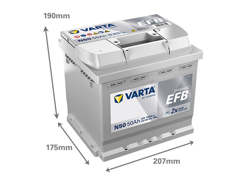 VARTA DYNAMIC EFB 50AH 550A 207X175X190MM -/+