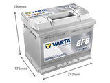 VARTA DYNAMIC EFB 60AH 640A 242X175X190MM -/+