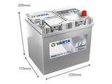 VARTA DYNAMIC EFB 65AH 650A 232X173X225MM -/+