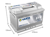 VARTA DYNAMIC EFB 70AH 760A 278X175X190MM -/+