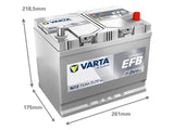 VARTA DYNAMIC EFB 72AH 760A 261X175X220MM -/+