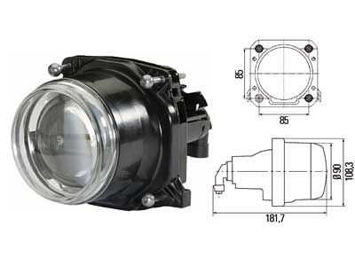 AJOVALO BI-HALOGEN 90MM 12V