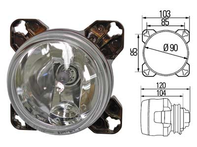 KAUKOVALO 90MM UPOTETTAVA SIS 12V POLTTIMON