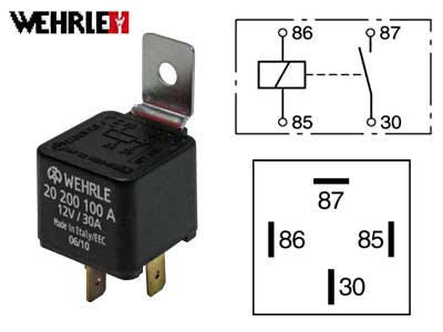 RELE WEHRLE 12V 30A 4-NAP., PITIMELLÄ