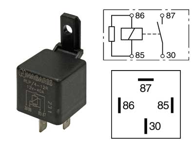 RELE 12V 40A 4-N.,  VASTUS, PITIMELLÄ
