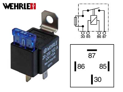 RELE 12V 15A SULAKKEELLA